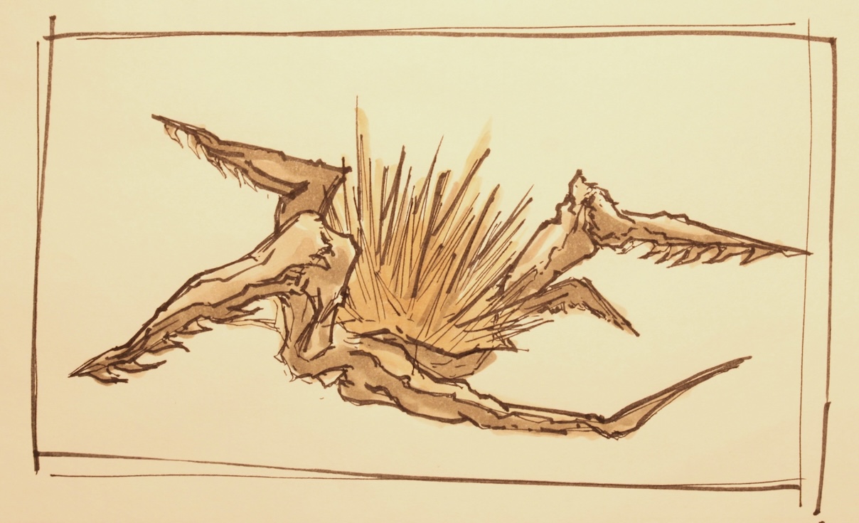 Sketch of an alien creature in the game